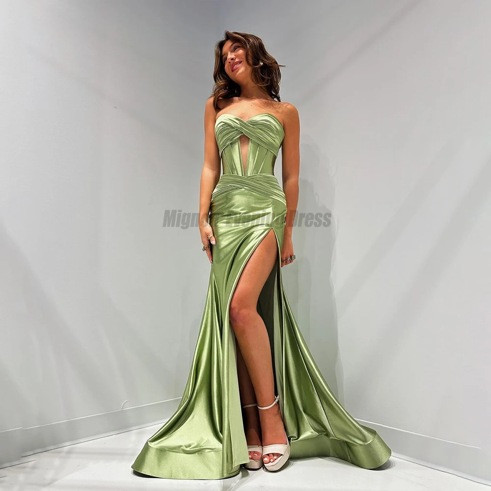 Mignon Satin Sexy Sweetheart Pleat Long Train High Slit Prom Gowns Evening Dress Formal Dress For Women Abendkleider Luxus 2024
Mignon Satin Sexy Sweetheart Pleat Long Train High Slit Prom Gowns Evening Dress Formal Dress For Women Abendkleider Luxus 2024