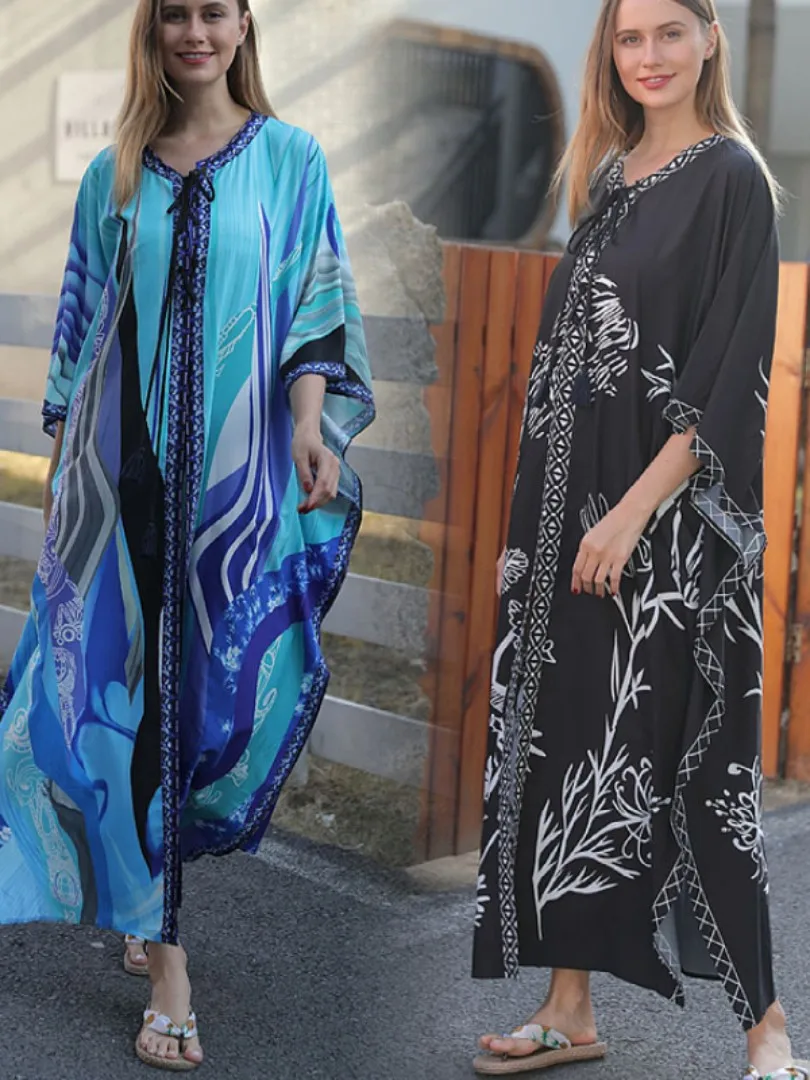 2024 New V-Neck Kaftan for Women Summer Batwing Sleeve Beach Dress Over Size Bikii Cover Up Kimono Vacation Loose Dresses
2024 New V-Neck Kaftan for Women Summer Batwing Sleeve Beach Dress Over Size Bikii Cover Up Kimono Vacation Loose Dresses