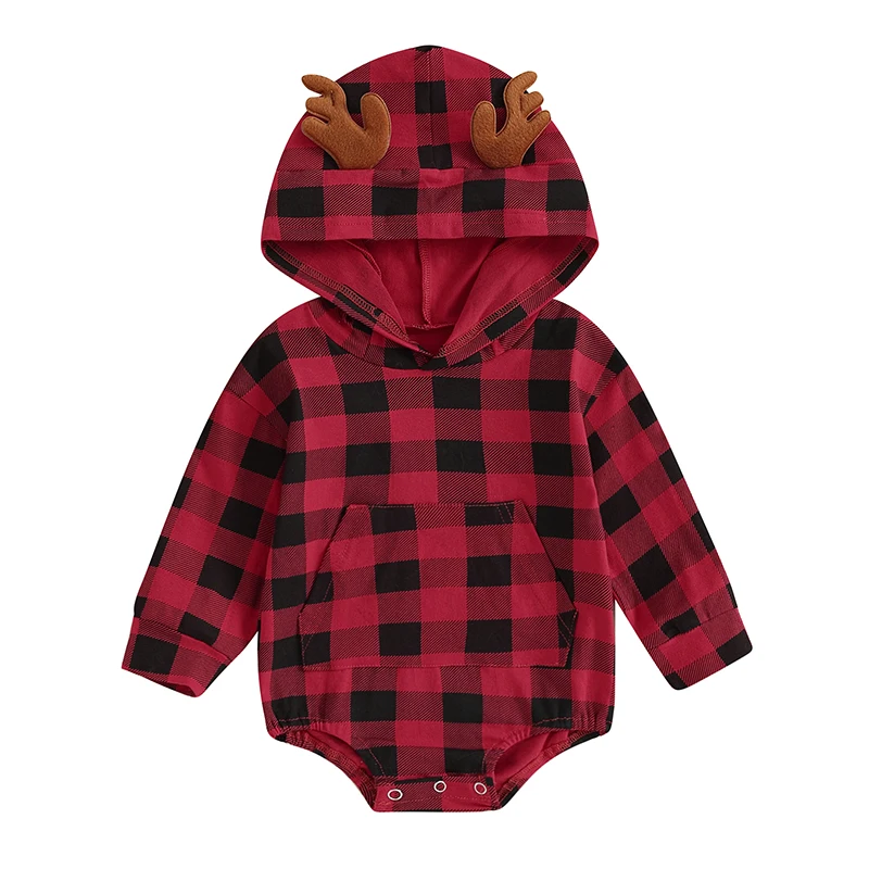 Christmas Baby Girls Hooded Romper Red Plaid Long Sleeve Antle Plaid Romper with One Pocket Xmas New Year Clothes
Christmas Baby Girls Hooded Romper Red Plaid Long Sleeve Antle Plaid Romper with One Pocket Xmas New Year Clothes