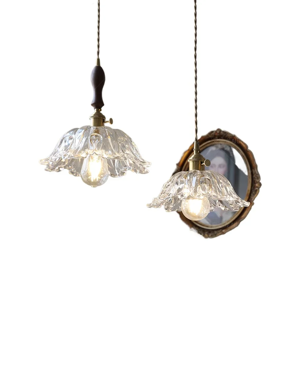 Nordic French flower glass chandelier Japanese retro walnut restaurant bar bed brass lamp
Nordic French flower glass chandelier Japanese retro walnut restaurant bar bed brass lamp