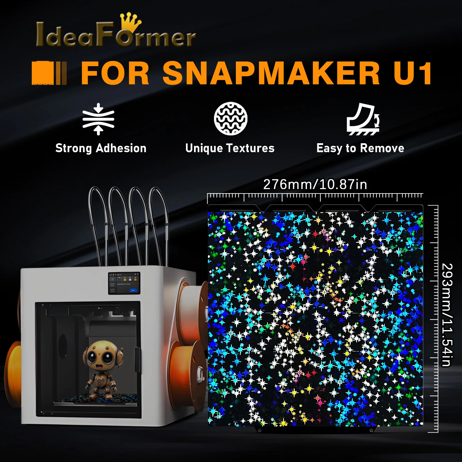 For Snapmaker U1 276x293mm Build Plate Pef Snowflake pattern Plate High Quality Spring Steel Sheet Pei Bed For Snapmaker U1
For Snapmaker U1 276x293mm Build Plate Pef Snowflake pattern Plate High Quality Spring Steel Sheet Pei Bed For Snapmaker U1