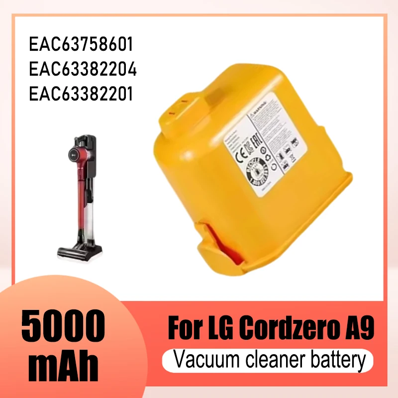 For LG Cord Zero A9 vacuum cleaner, 5000mAh battery replacement, compatible with EAC63382201 EAC63382202 EAC63382204
For LG Cord Zero A9 vacuum cleaner, 5000mAh battery replacement, compatible with EAC63382201 EAC63382202 EAC63382204