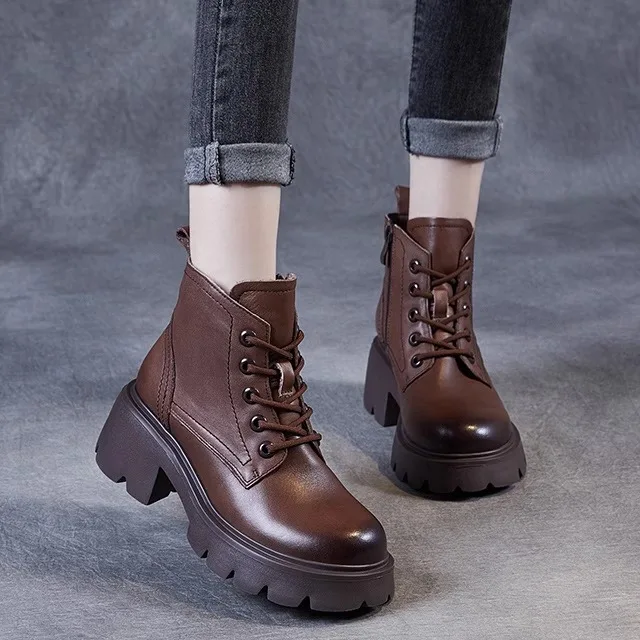Women's Boots Thick Bottom Real Leather Fleece Lined High Heel Short Boots round Toe Rubber Outsole All Season Wear
Women's Boots Thick Bottom Real Leather Fleece Lined High Heel Short Boots round Toe Rubber Outsole All Season Wear