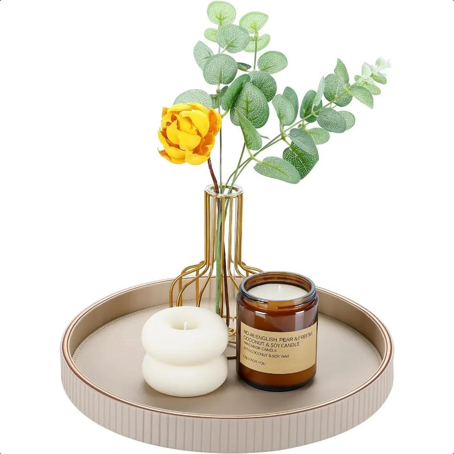 GORESE Round Decorative Tray for Coffee Table Decor PU Leather Serving Tray Table Centerpiece Home Decor Desk Valet Tray for Tr
GORESE Round Decorative Tray for Coffee Table Decor PU Leather Serving Tray Table Centerpiece Home Decor Desk Valet Tray for Tr