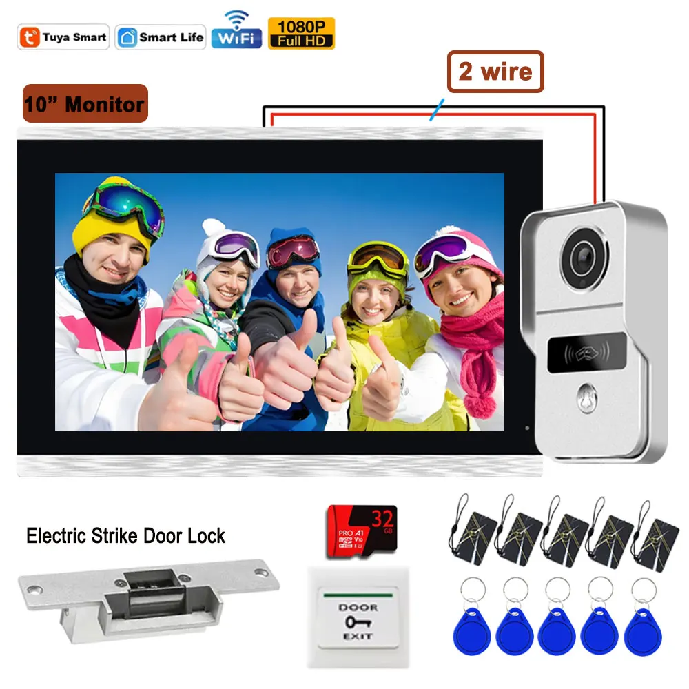 Tuya Smart Wireless WiFi Video Doorbell 2 Wires 10 Inch 1080P Outdoor Camera Doorphone Intercom System with Electric Strike Lock
Tuya Smart Wireless WiFi Video Doorbell 2 Wires 10 Inch 1080P Outdoor Camera Doorphone Intercom System with Electric Strike Lock