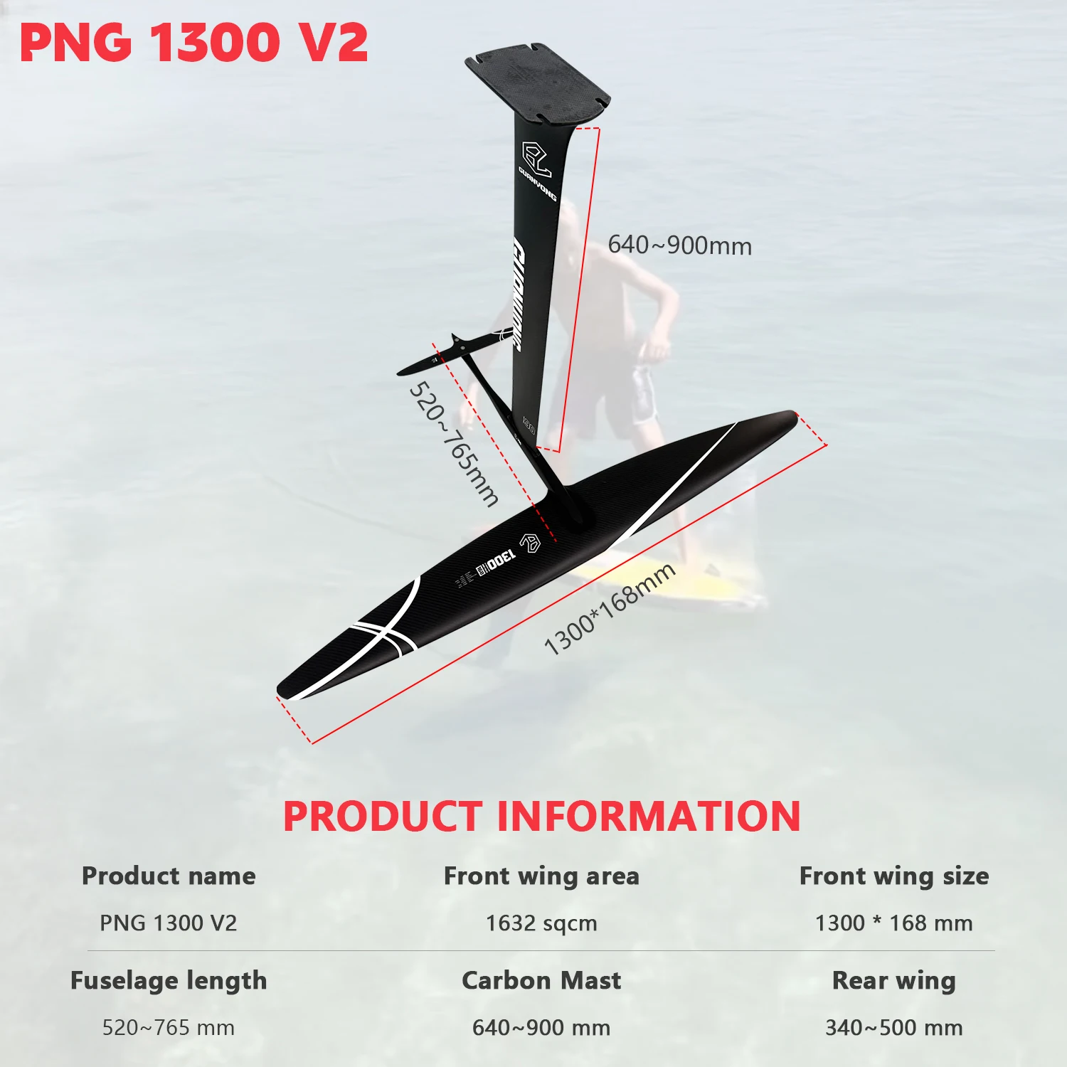 2026 Hot Sale GY PNG V2 1300 Ultra High Mod Reinforced Carbon Hydro Wing Beginners to Downwind Easy Control Early Take-off
2026 Hot Sale GY PNG V2 1300 Ultra High Mod Reinforced Carbon Hydro Wing Beginners to Downwind Easy Control Early Take-off