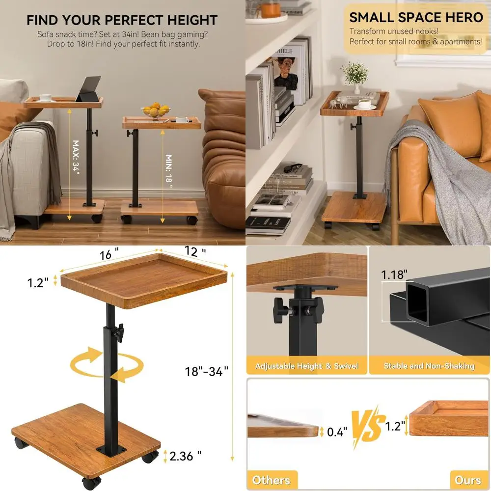 Adjustable Height 360° Swivel TV Tray Table for Small Spaces, C-Shaped Side Table for Living Room, Bedroom, Sofa, Bed, Chair, Sn
Adjustable Height 360° Swivel TV Tray Table for Small Spaces, C-Shaped Side Table for Living Room, Bedroom, Sofa, Bed, Chair, Sn