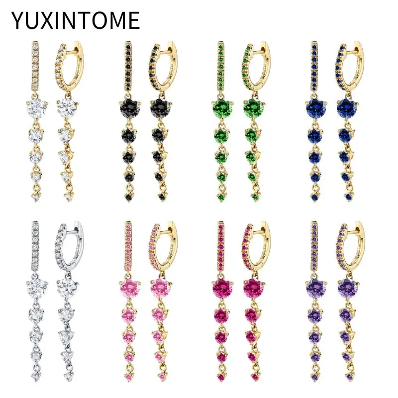 925 Sterling Silver Ear Needle Colorful Zircon Long Pendant Earrings Luxury Geometric Hoop Earrings for Women Fashion Jewelry
925 Sterling Silver Ear Needle Colorful Zircon Long Pendant Earrings Luxury Geometric Hoop Earrings for Women Fashion Jewelry