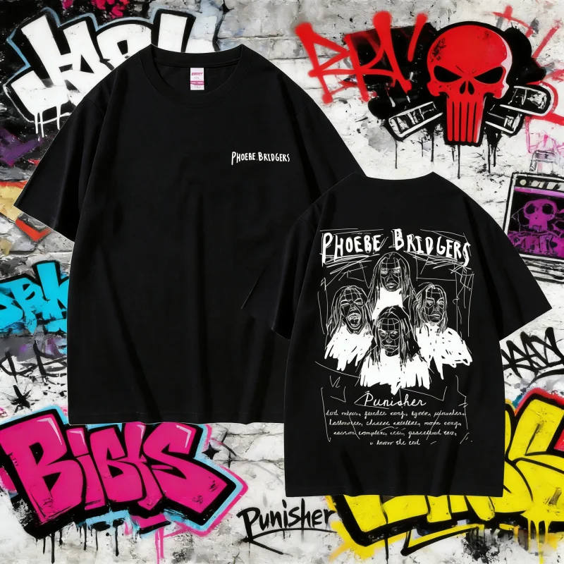 2025Summer Singer Phoebe Bridgers Punisher Graphic T-shirts Men Women's Fashion Oversized Men's 100% Pure Cotton Printed T-shirt
2025Summer Singer Phoebe Bridgers Punisher Graphic T-shirts Men Women's Fashion Oversized Men's 100% Pure Cotton Printed T-shirt