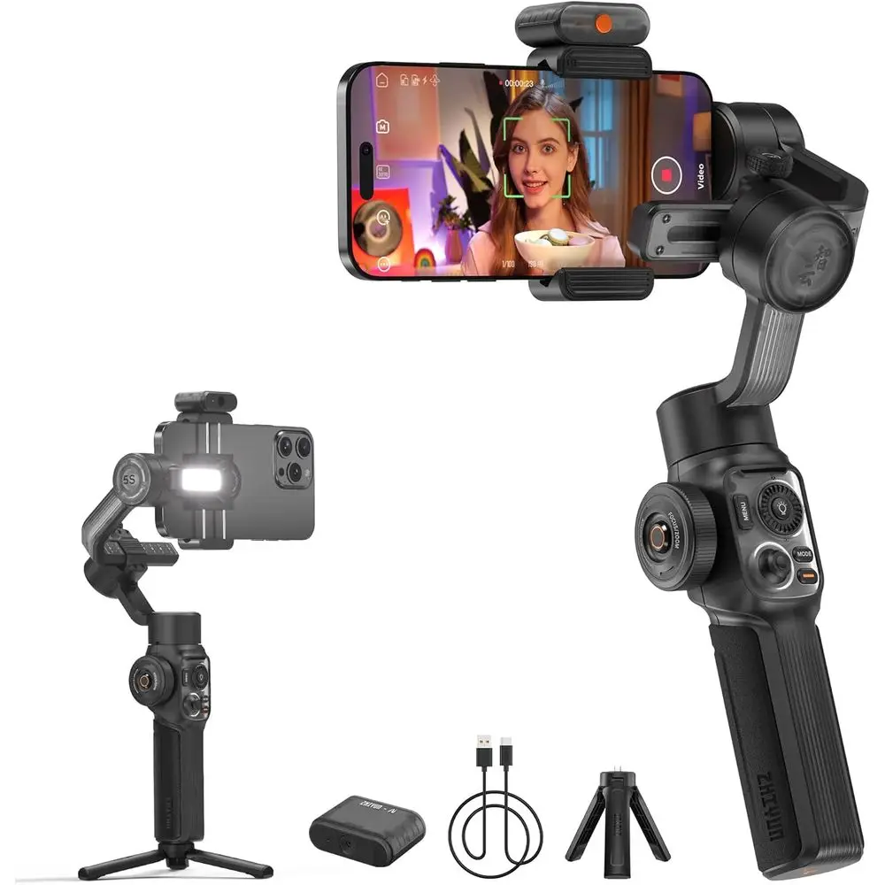 3-Axis Gimbal Stabilizer for AI-Enhanced Video Recording and Vlogging with Built-in Light and Tripod
3-Axis Gimbal Stabilizer for AI-Enhanced Video Recording and Vlogging with Built-in Light and Tripod