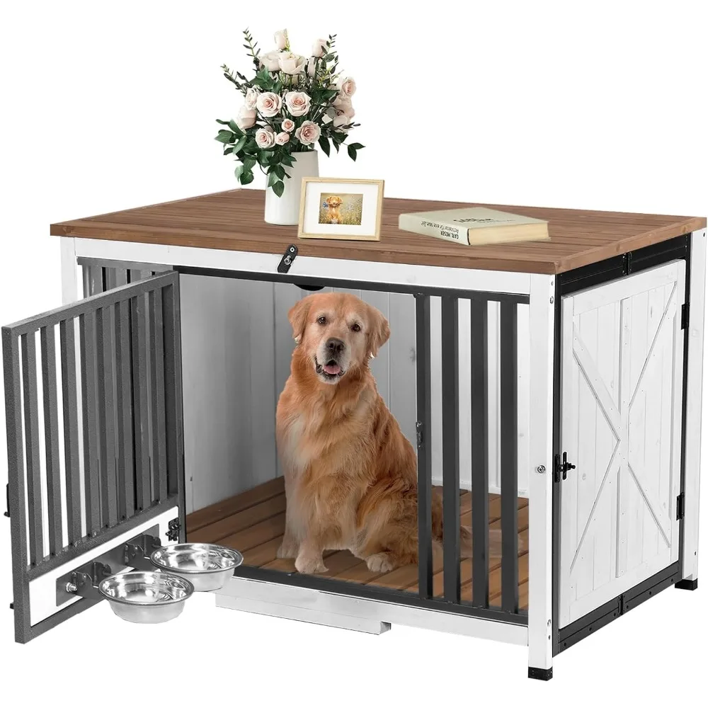 Masterpiece Dog Crate Furniture Foldable Side End Table Expandable Solid Wood Dog Kennel With 360° Rotatable Dog Bowl
Masterpiece Dog Crate Furniture Foldable Side End Table Expandable Solid Wood Dog Kennel With 360° Rotatable Dog Bowl