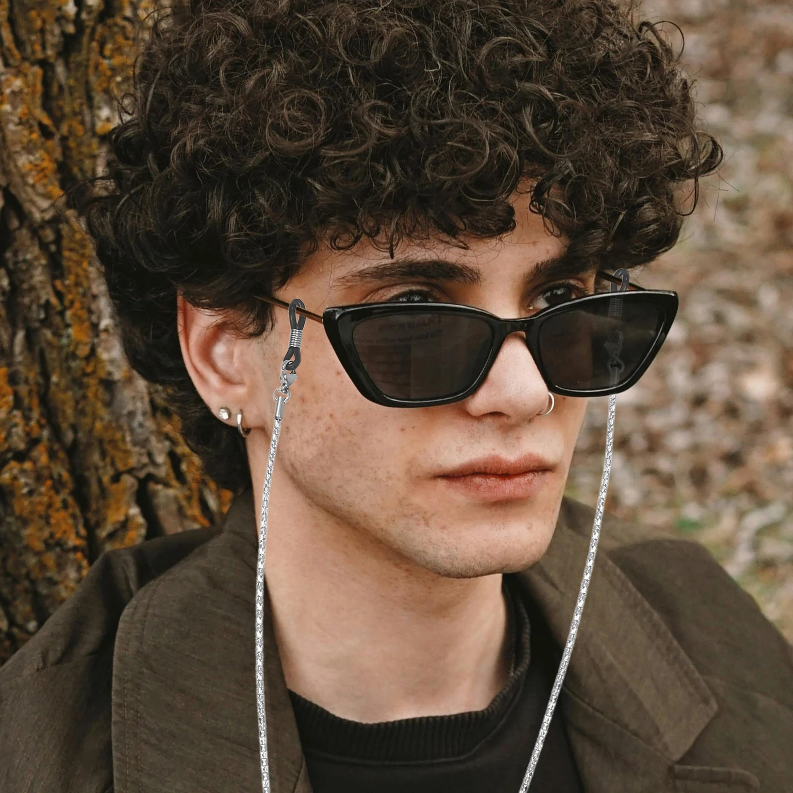 Retro Eyeglass Chain Holder Stainless Steel Snake Chain Adjustable Silver Rubber Ends Sunglasses Retainer Cord Lanyard for Men
Retro Eyeglass Chain Holder Stainless Steel Snake Chain Adjustable Silver Rubber Ends Sunglasses Retainer Cord Lanyard for Men