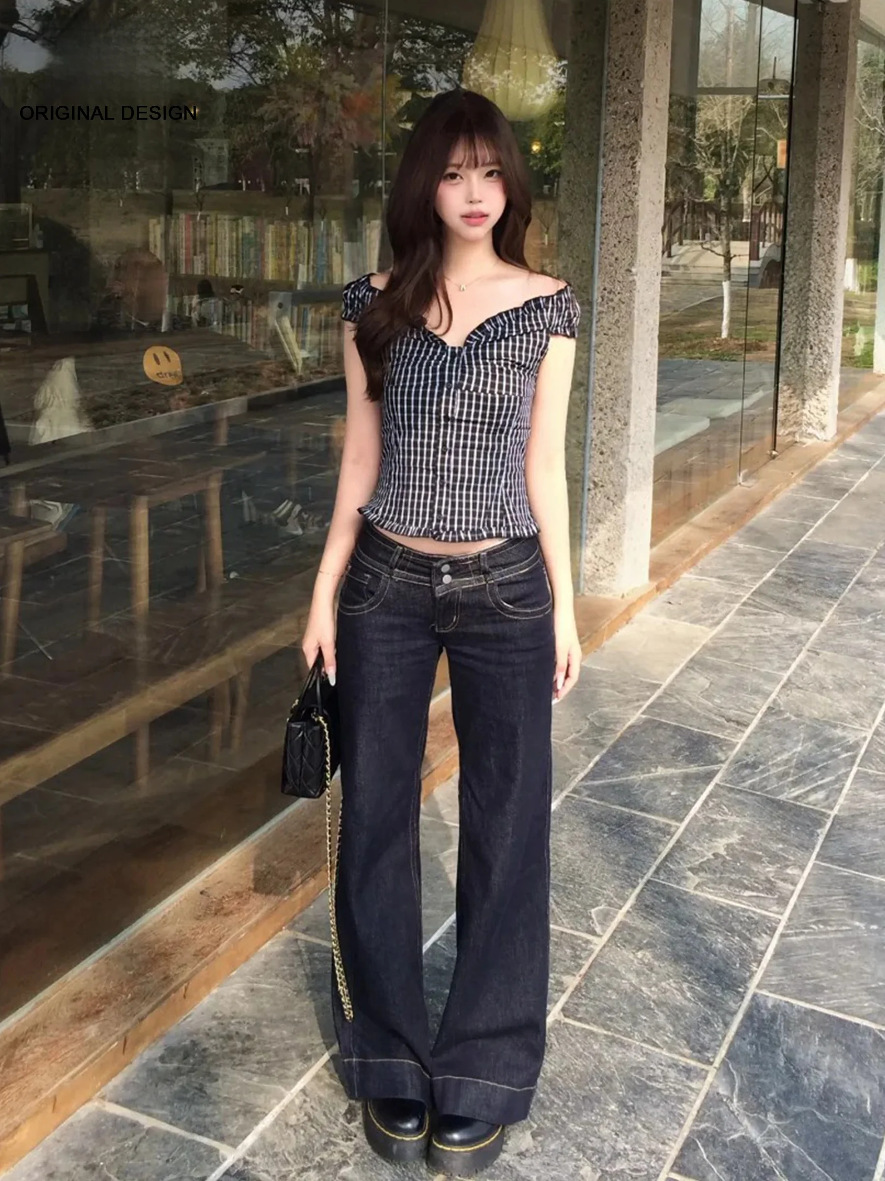 Retro Blue Denim Bell Bottom Jeans Women's Loose Fit Summer Slimming Floor Length Trousers High Waist Cotton Blend Denim
Retro Blue Denim Bell Bottom Jeans Women's Loose Fit Summer Slimming Floor Length Trousers High Waist Cotton Blend Denim