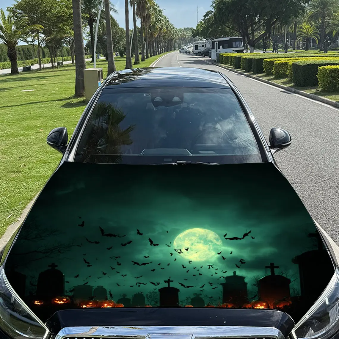 Car Decals Halloween Cemetery Scene with Green Moon, Bats and Jack - o'- Lanterns Car Hood Sticker, Waterproof Self - Adhesive V
Car Decals Halloween Cemetery Scene with Green Moon, Bats and Jack - o'- Lanterns Car Hood Sticker, Waterproof Self - Adhesive V