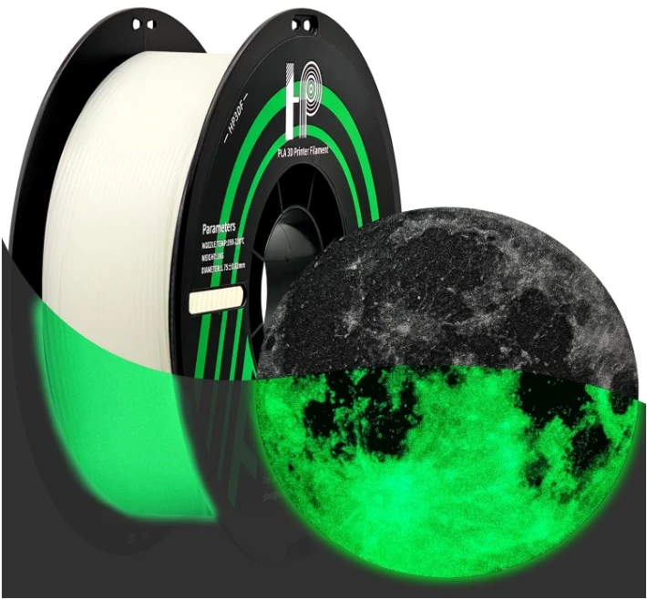 HP3DF Glow in the Dark PLA 3D Filament, 1.75mm, Accuracy +/- 0.02mm,1kg Spool (2.2lbs), Fits Most FDM Printers (Glowing Green)
HP3DF Glow in the Dark PLA 3D Filament, 1.75mm, Accuracy +/- 0.02mm,1kg Spool (2.2lbs), Fits Most FDM Printers (Glowing Green)