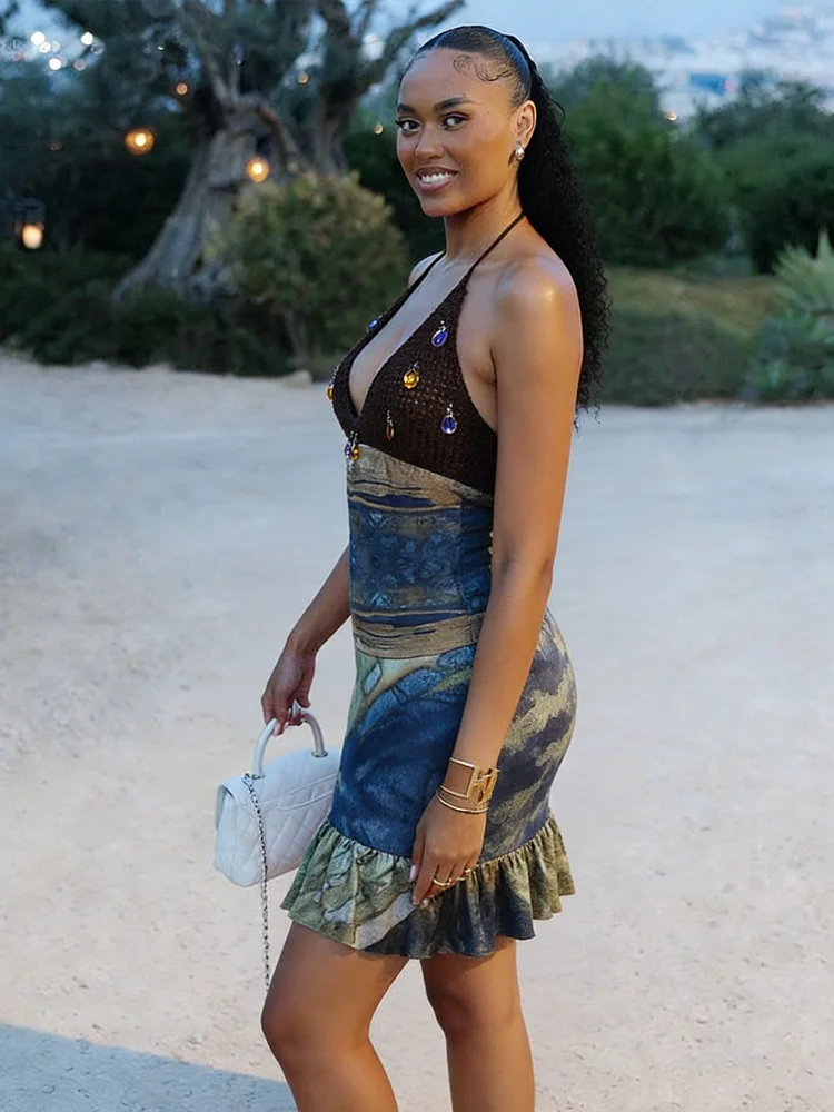 Whatiwear Sexy Party Women 2 Piece Set Rarty Knit Patchwork Diamond Tassels Halter Backless Top+Ruffles Hem Skirt Chic Clubwear
Whatiwear Sexy Party Women 2 Piece Set Rarty Knit Patchwork Diamond Tassels Halter Backless Top+Ruffles Hem Skirt Chic Clubwear