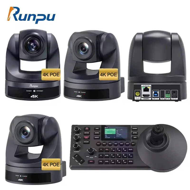 1400 HK10UH Hot Streaming Kit=4 Pcs 4K 20X HD MI LAN USB3.0 POE PTZ Camera+a Pcs IP PTZ Controller+poe Switch