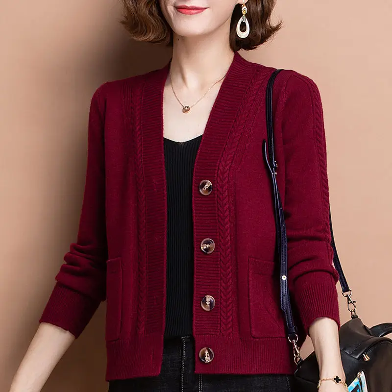 Loose Women's Knitted Sweater Spring Autumn New Sle Midlife Mom's Clothing Open Cardigan ort Size Large Coolmax Fiber
Loose Women's Knitted Sweater Spring Autumn New Sle Midlife Mom's Clothing Open Cardigan ort Size Large Coolmax Fiber