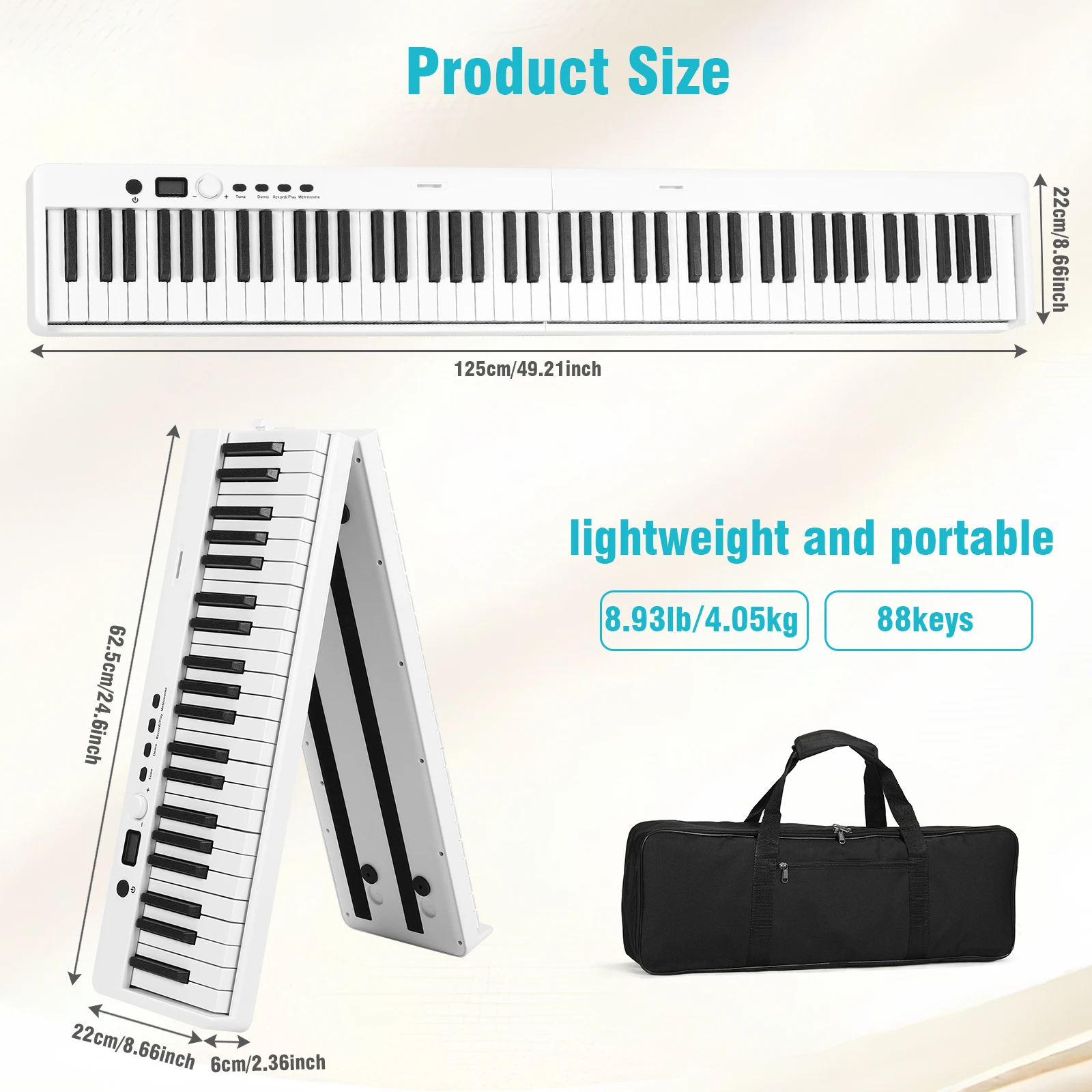 88-Key Full-Size Portable Electric Keyboard Full Size Includes Sustain Pedal Music Rest Carry Case Suitable for Adult Toddler
88-Key Full-Size Portable Electric Keyboard Full Size Includes Sustain Pedal Music Rest Carry Case Suitable for Adult Toddler