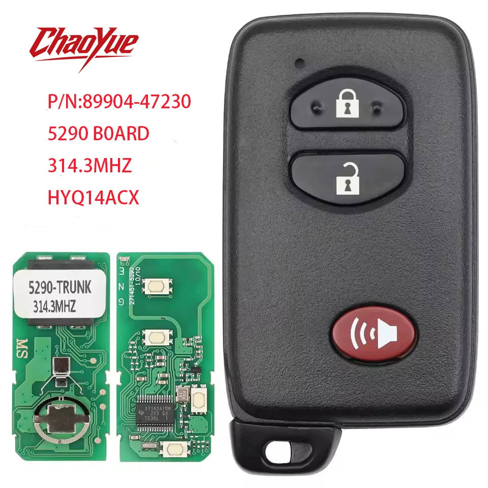 ChaoYue Remote Smart Car Key HYQ14ACX 271451-5290 For Toyota Prius Venza 4 Runnner 2010 2011 2012 2013 2014 - 2016 314.3MHz
ChaoYue Remote Smart Car Key HYQ14ACX 271451-5290 For Toyota Prius Venza 4 Runnner 2010 2011 2012 2013 2014 - 2016 314.3MHz