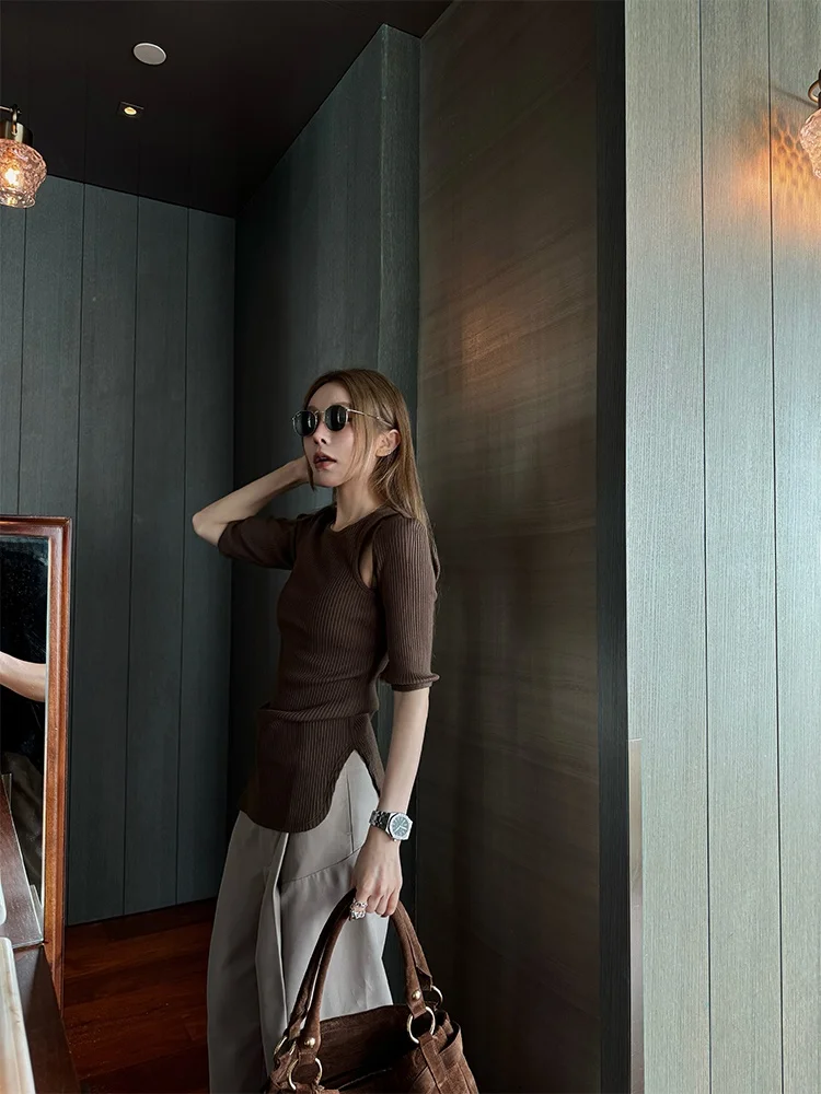 MSKIN6 Женский облегающий эластичный топ из хлопка с вырезами и коротким рукавом для ранней осени, универсальный, двухцветный
MSKIN6 Женский облегающий эластичный топ из хлопка с вырезами и коротким рукавом для ранней осени, универсальный, двухцветный