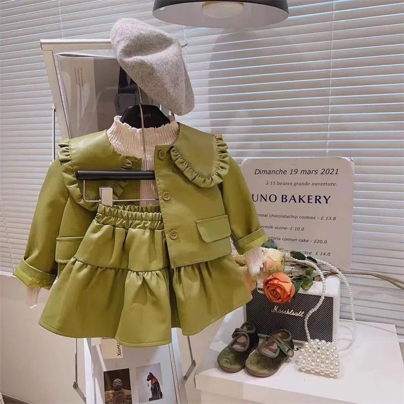 Trendy Cool Doll Collar Leather Jacket Girl's Spring and Autumn New Skirt Set Two-Piece Set
Trendy Cool Doll Collar Leather Jacket Girl's Spring and Autumn New Skirt Set Two-Piece Set
