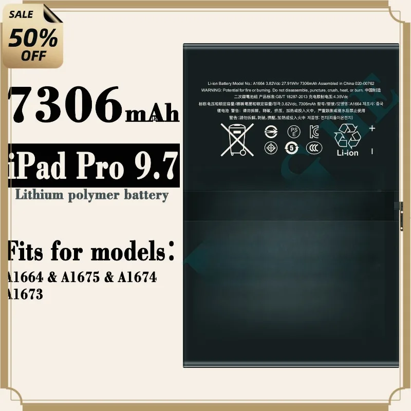 High Quality A1664 7306mAh Battery For ipad pro 9.7/A1664/A1673/A1674/A1675 tablet Battery Bateria
High Quality A1664 7306mAh Battery For ipad pro 9.7/A1664/A1673/A1674/A1675 tablet Battery Bateria