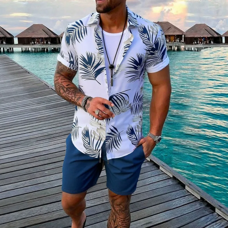 Men Hawaiian Tropical Leaf Print Short Sleeve Shirt Drawstring Shorts Set Beach Vacation Casual Sports Outfit S-XXL
Men Hawaiian Tropical Leaf Print Short Sleeve Shirt Drawstring Shorts Set Beach Vacation Casual Sports Outfit S-XXL