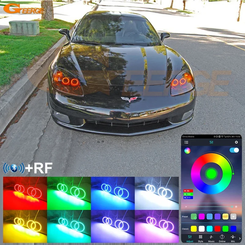 For Chevrolet Corvette C6 2005 2006 2007 - 2013 Day Light Bluetooth App Multi Color Ultra Bright RGB LED Angel Eyes Halo Rings
For Chevrolet Corvette C6 2005 2006 2007 - 2013 Day Light Bluetooth App Multi Color Ultra Bright RGB LED Angel Eyes Halo Rings