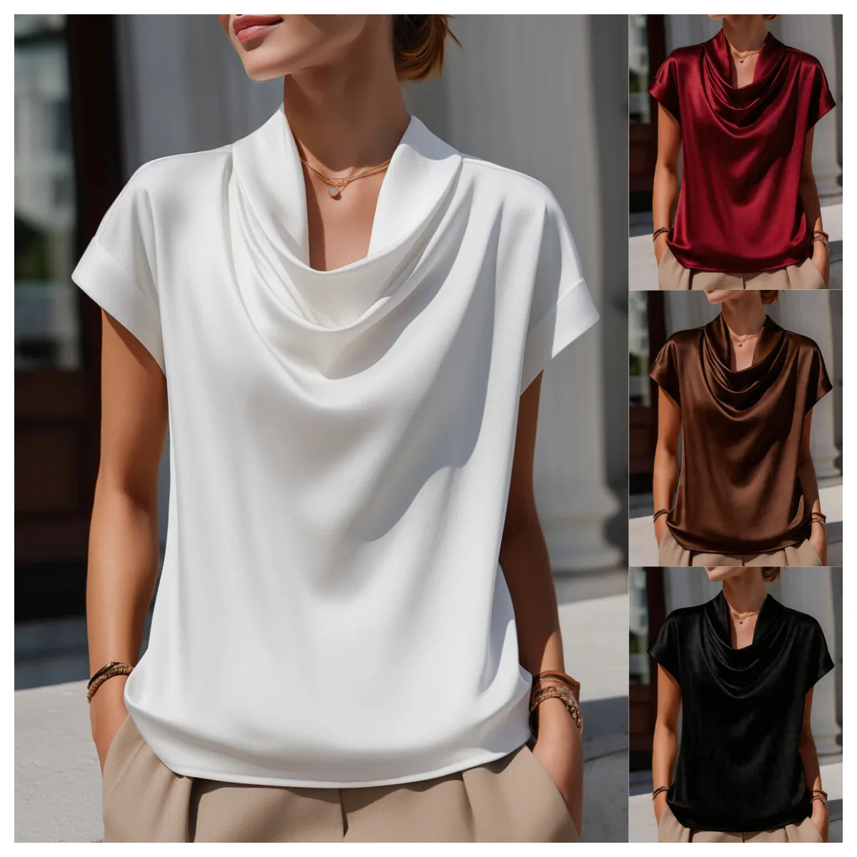 2026 Spring/Summer New Women's Fashion: Draped Collar Short-Sleeve Top, Versatile Women's Shirt
2026 Spring/Summer New Women's Fashion: Draped Collar Short-Sleeve Top, Versatile Women's Shirt