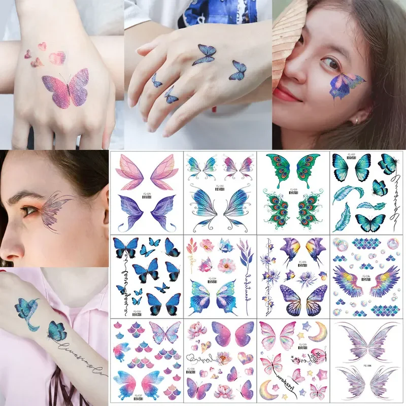 5 Sheets Flash Butterfly Temporary Tattoo Sticker for Eye Face Makeup Fairy Body Art Waterproof False Tattoo for Women
5 Sheets Flash Butterfly Temporary Tattoo Sticker for Eye Face Makeup Fairy Body Art Waterproof False Tattoo for Women