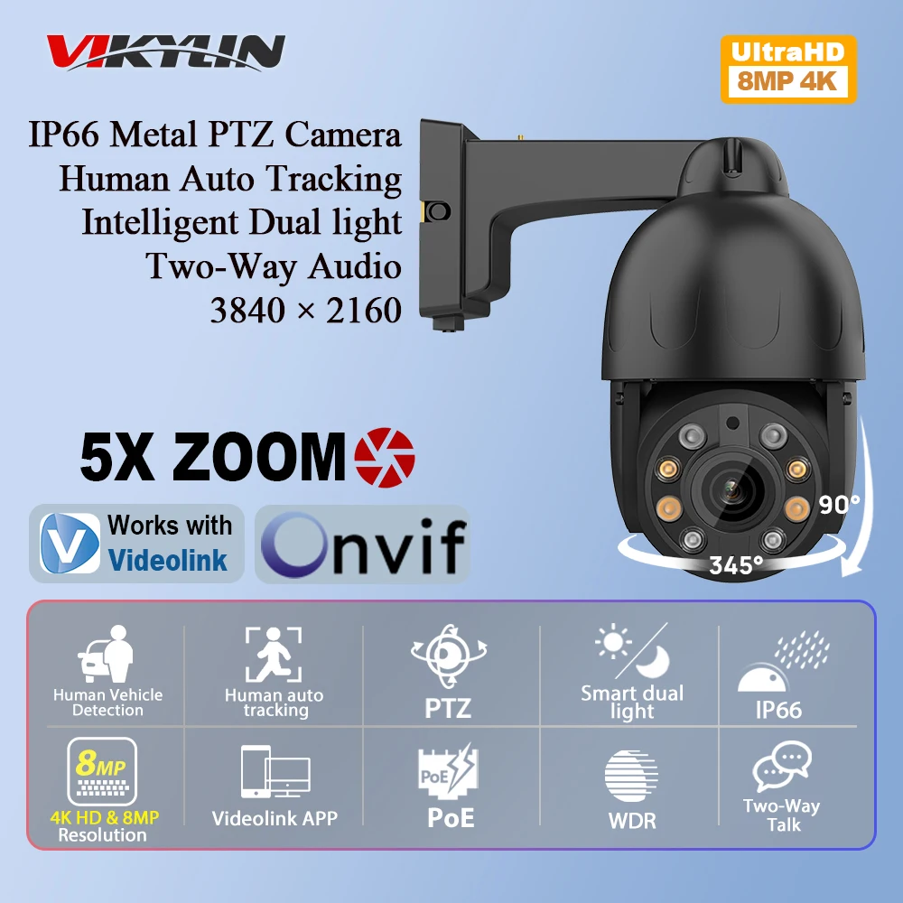 Vikylin Hikvision Compatible PTZ IP Camera 8MP 5X Zoom Human Tracking Smart Dual Light Outdoor Video Surveillance HomeCCTV MD2.0
Vikylin Hikvision Compatible PTZ IP Camera 8MP 5X Zoom Human Tracking Smart Dual Light Outdoor Video Surveillance HomeCCTV MD2.0