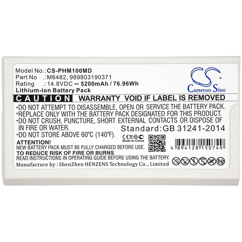 Cameron Sino 5200mAh/6800mAh battery M6482 for Philips Defibrillator DFM100, Defibrillator DFM-100, Efficia DFM100
Cameron Sino 5200mAh/6800mAh battery M6482 for Philips Defibrillator DFM100, Defibrillator DFM-100, Efficia DFM100