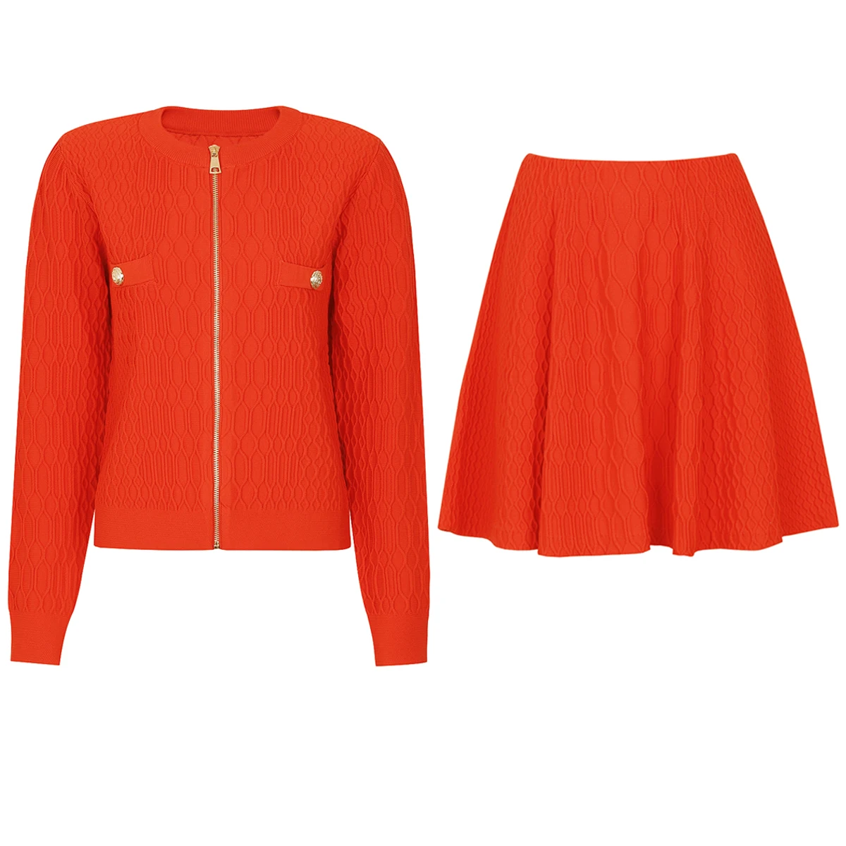 High Quality Spring And Autumn New Style Women's Fashionable And Trendy Long Sleeved Knitted Top Jacket+A-Line Skirt Set
High Quality Spring And Autumn New Style Women's Fashionable And Trendy Long Sleeved Knitted Top Jacket+A-Line Skirt Set