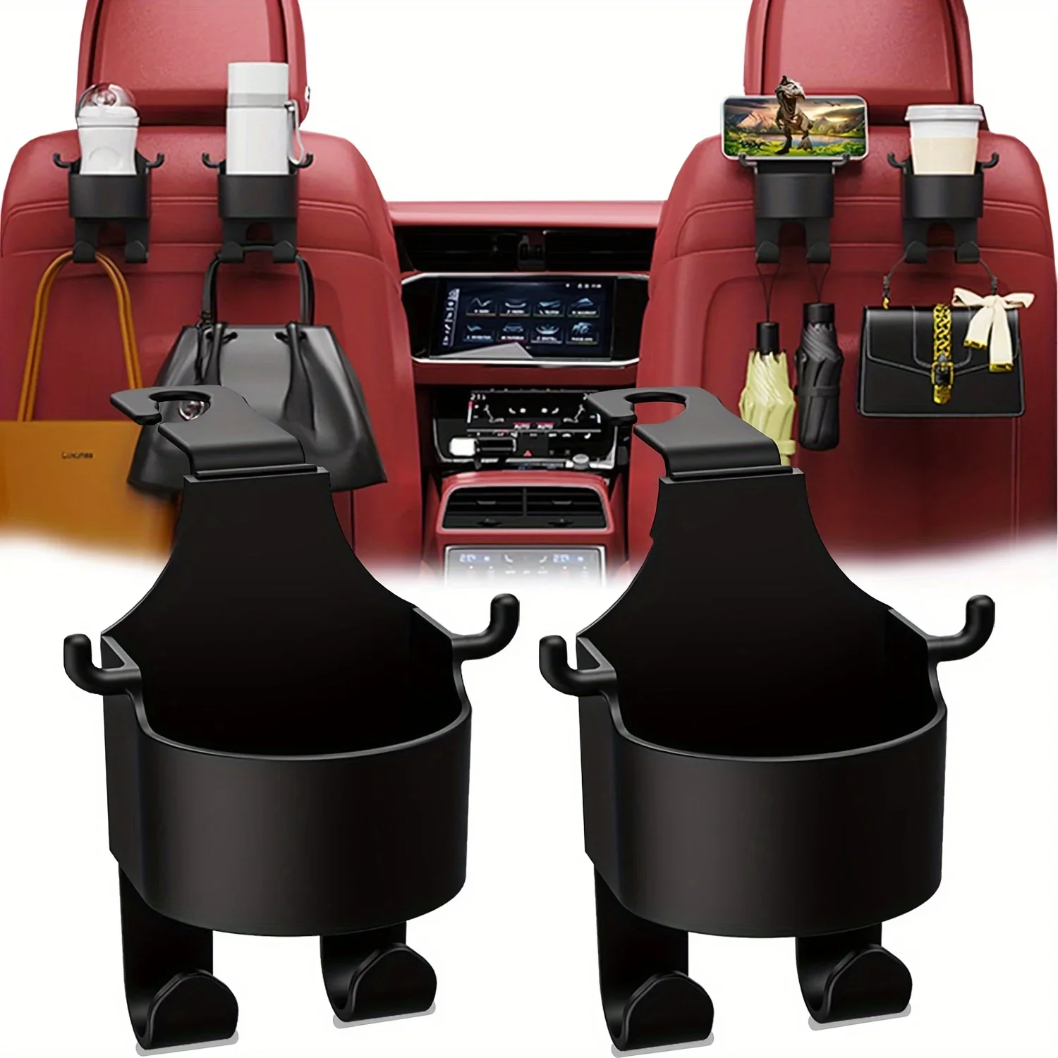 Car seat headrest multifunctional hook, three in one car rear seat beverage cup holder, car storage hook, can hang wallets
Car seat headrest multifunctional hook, three in one car rear seat beverage cup holder, car storage hook, can hang wallets