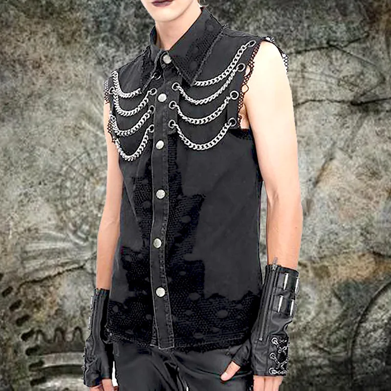 Men's clothing Rock Gothic Punk Style Devil Fashion Men's Dark Chain Decoration motorcycle sleeveless Vest Summer 2025
Men's clothing Rock Gothic Punk Style Devil Fashion Men's Dark Chain Decoration motorcycle sleeveless Vest Summer 2025