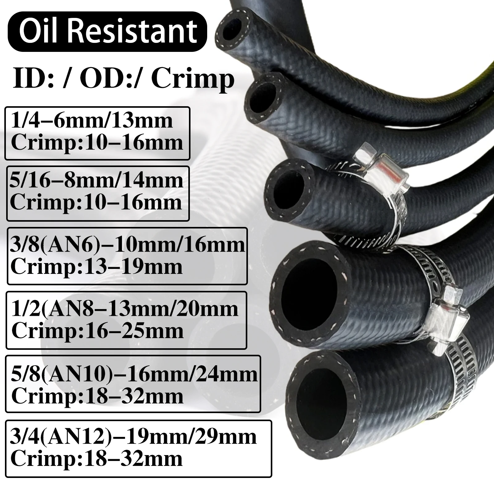ID 1/4 5/16 3/8 1/2 5/8 3/4 inch 6-25mm NBR Fuel Vacuum Hose Oil Resistant Diesel Rubber Pipe Car Motorcycle Truck Van Universal
ID 1/4 5/16 3/8 1/2 5/8 3/4 inch 6-25mm NBR Fuel Vacuum Hose Oil Resistant Diesel Rubber Pipe Car Motorcycle Truck Van Universal