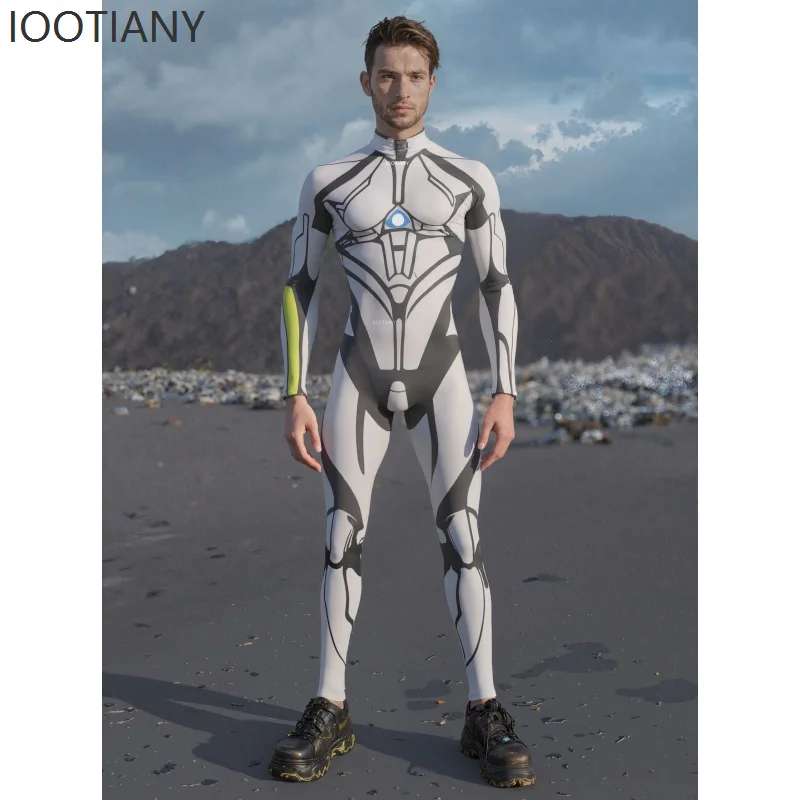 IOOTIANY Halloween Party White Mechanical Cyberpunk Men's Bodysuit Cosplay Rave Party Costume Stage Performance Stretch Tights
IOOTIANY Halloween Party White Mechanical Cyberpunk Men's Bodysuit Cosplay Rave Party Costume Stage Performance Stretch Tights