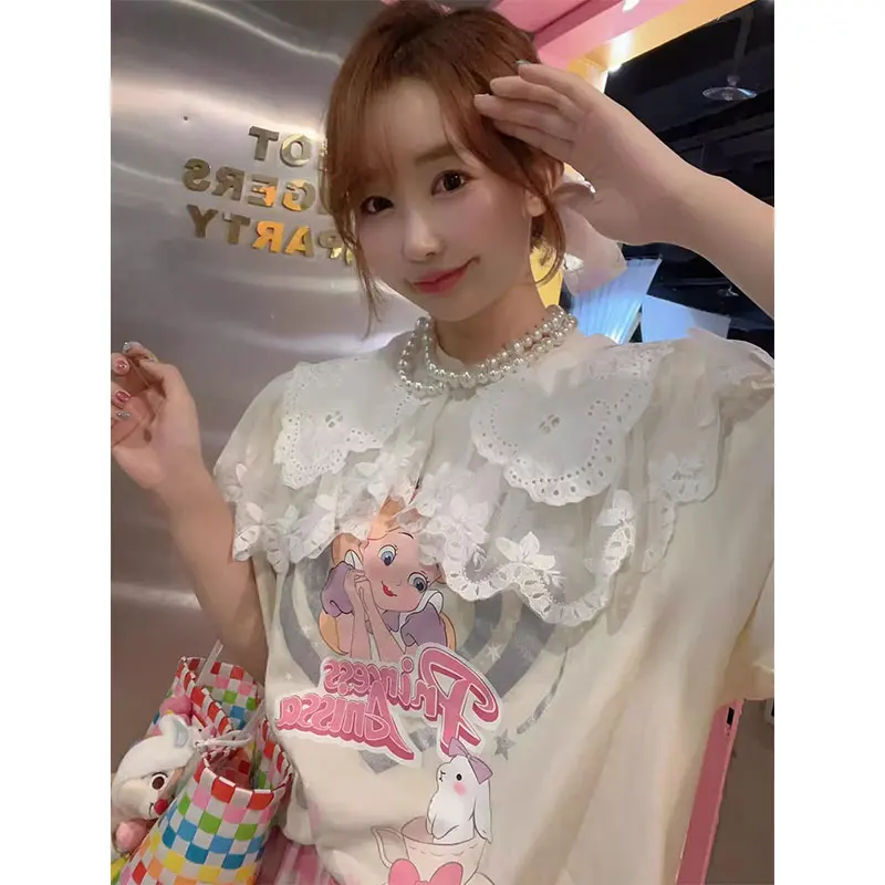 plus Size Women's Summer New Fashion Alice Lace Shoulder Wrap Short Sleeve Loose T-Shirt Top Korean Style Cotton Straight Bod...
plus Size Women's Summer New Fashion Alice Lace Shoulder Wrap Short Sleeve Loose T-Shirt Top Korean Style Cotton Straight Bod...