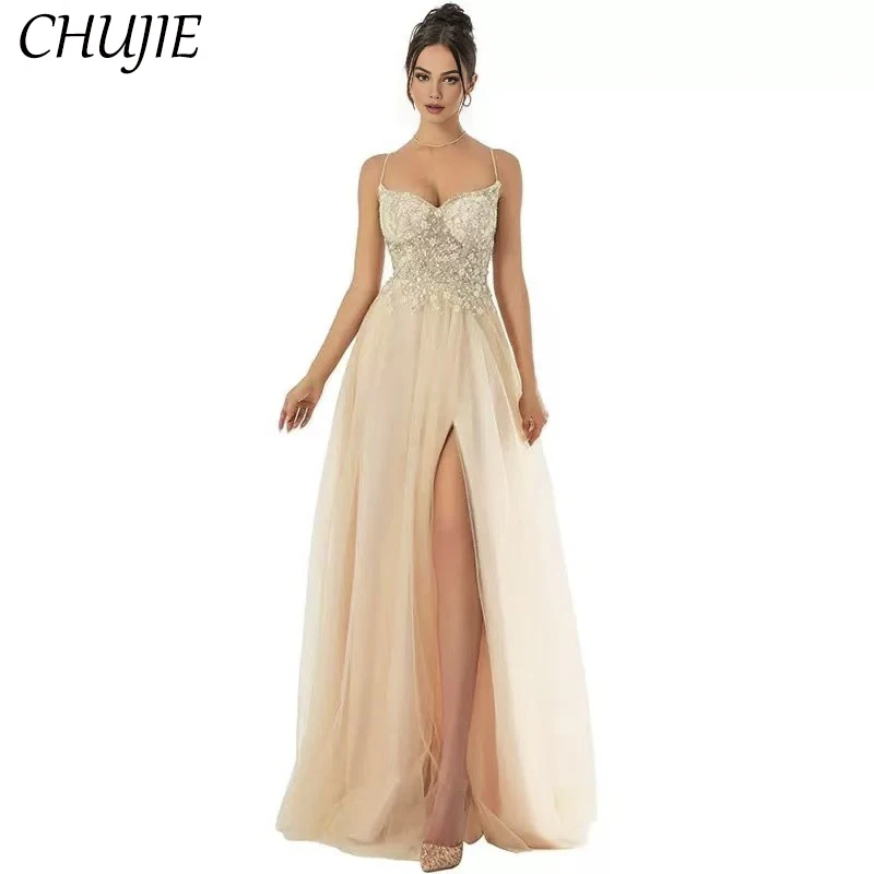 Chamapgne Women Prom Dress Applique Evening Dresses Summer Beach Wedding Party Gowns A Line Customized Celebirty Birthday Dress
Chamapgne Women Prom Dress Applique Evening Dresses Summer Beach Wedding Party Gowns A Line Customized Celebirty Birthday Dress