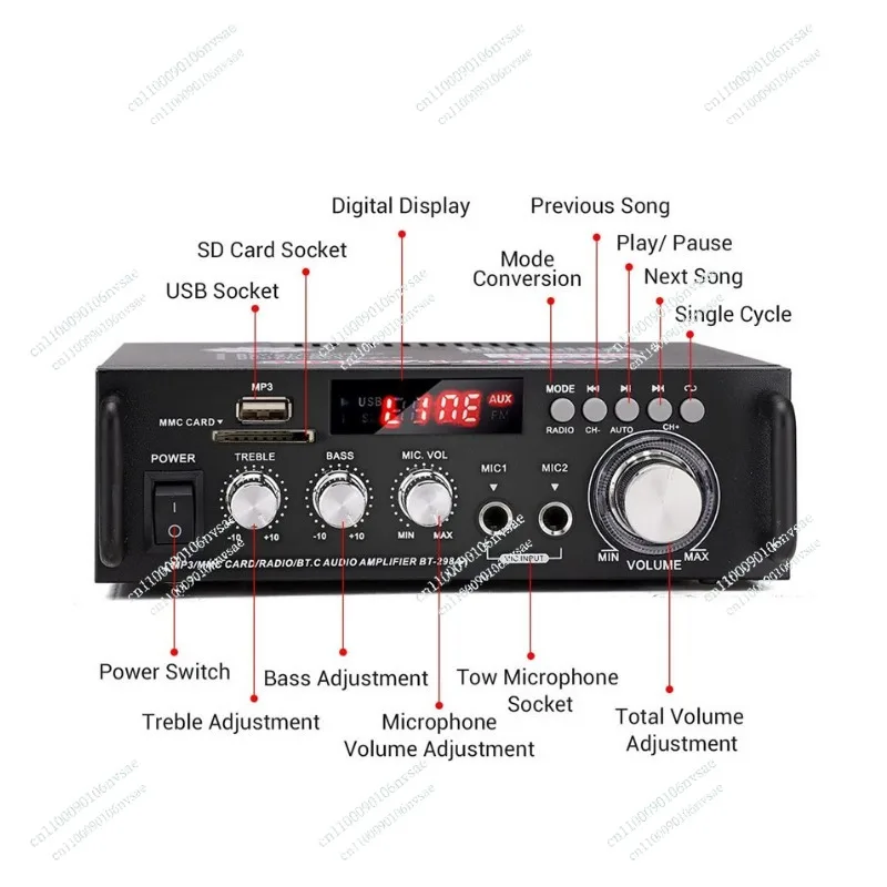 Insert card U disk to receive 298BT small mini Bluetooth power amplifier, power amplifier board, speaker power amplifier
Insert card U disk to receive 298BT small mini Bluetooth power amplifier, power amplifier board, speaker power amplifier