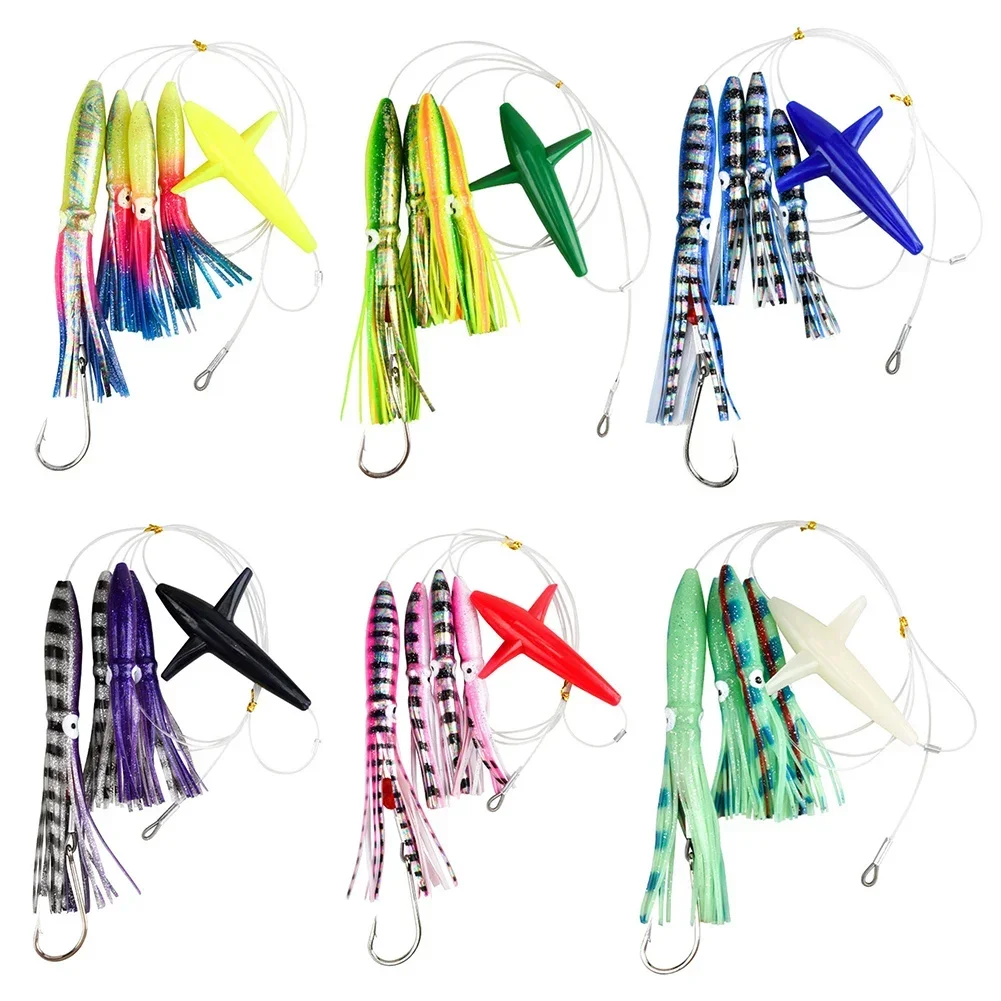 Big Game Fishing Teaser Rigged Lures Feather Trolling Hook Artificial Bait Squid Tuna Daisy Saltwater Fishing Tackles Accessory
Big Game Fishing Teaser Rigged Lures Feather Trolling Hook Artificial Bait Squid Tuna Daisy Saltwater Fishing Tackles Accessory