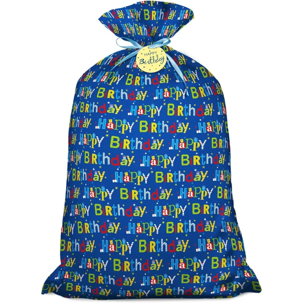 56 Extra Large Blue Plastic Gift Bag, Jumbo Happy Birthday Gift Bag with Tag and Tie for Boy Kids Birthdays Parties or Holiday
56 Extra Large Blue Plastic Gift Bag, Jumbo Happy Birthday Gift Bag with Tag and Tie for Boy Kids Birthdays Parties or Holiday