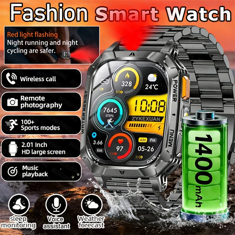 2026 New Outdoor Military Sports SmartWatch 1400mAh Battery IP68 Waterproof Flashlight Bluetooth Call Health Monitor Smartwatchs
2026 New Outdoor Military Sports SmartWatch 1400mAh Battery IP68 Waterproof Flashlight Bluetooth Call Health Monitor Smartwatchs