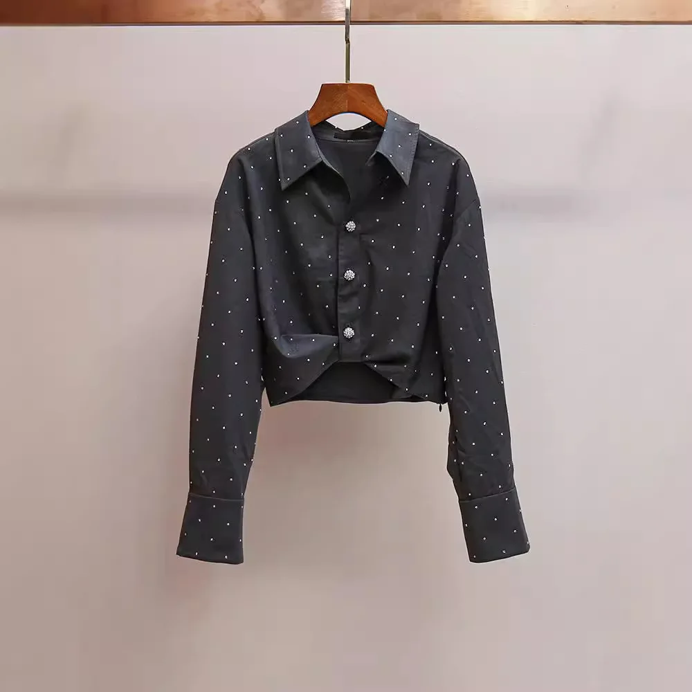 Модная женская рубашка с коротким воротником, украшенным жемчугом и стразами, в деловом стиле, свободного кроя, с длинными рукавами, из полиэфирного волокна
Модная женская рубашка с коротким воротником, украшенным жемчугом и стразами, в деловом стиле, свободного кроя, с длинными рукавами, из полиэфирного волокна