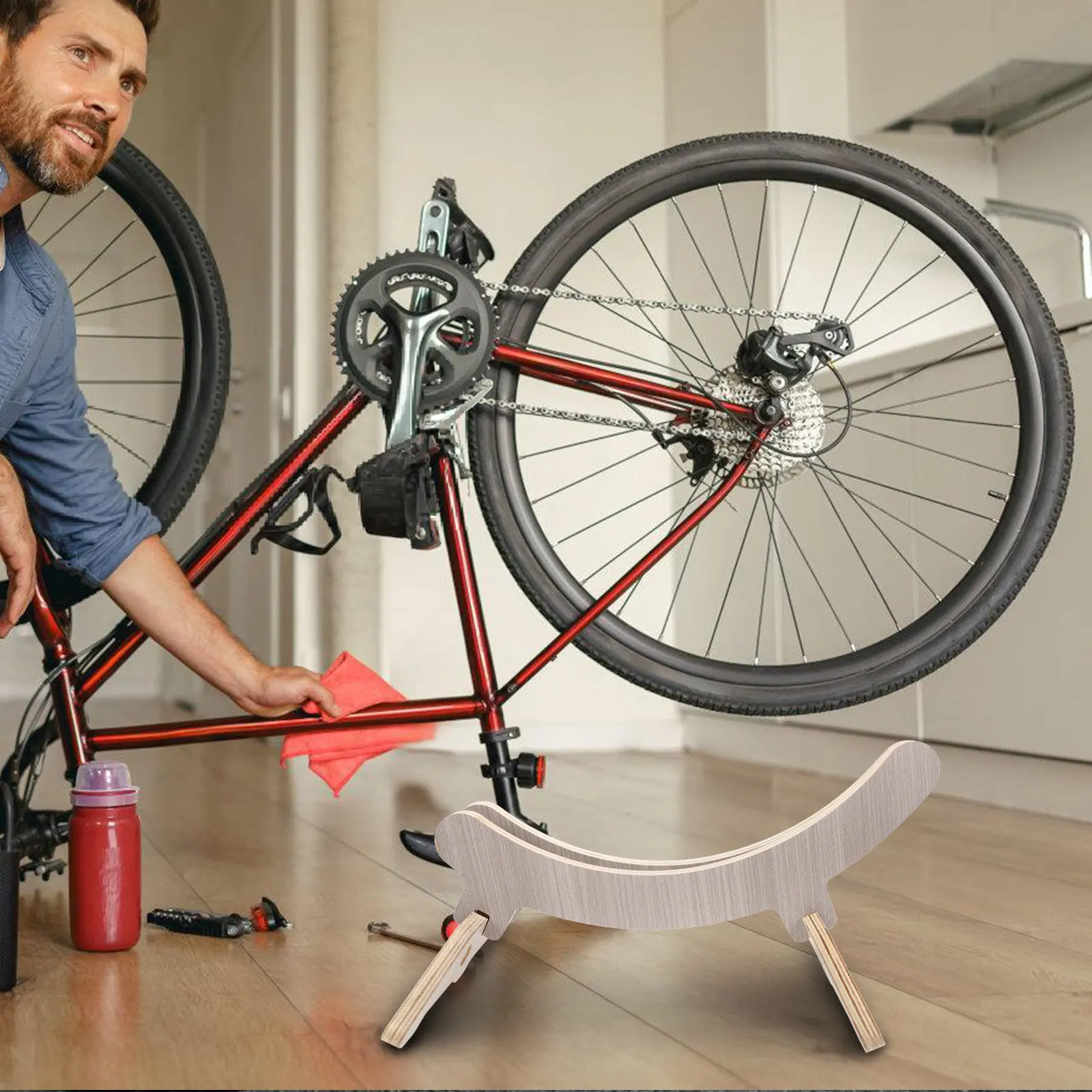 Деревянная подставка для велосипедов: устойчивая, минималистичный дизайн, простая установка, для использования в помещении и на улице, совместима с горными и шоссейными велосипедами.
Деревянная подставка для велосипедов: устойчивая, минималистичный дизайн, простая установка, для использования в помещении и на улице, совместима с горными и шоссейными велосипедами.