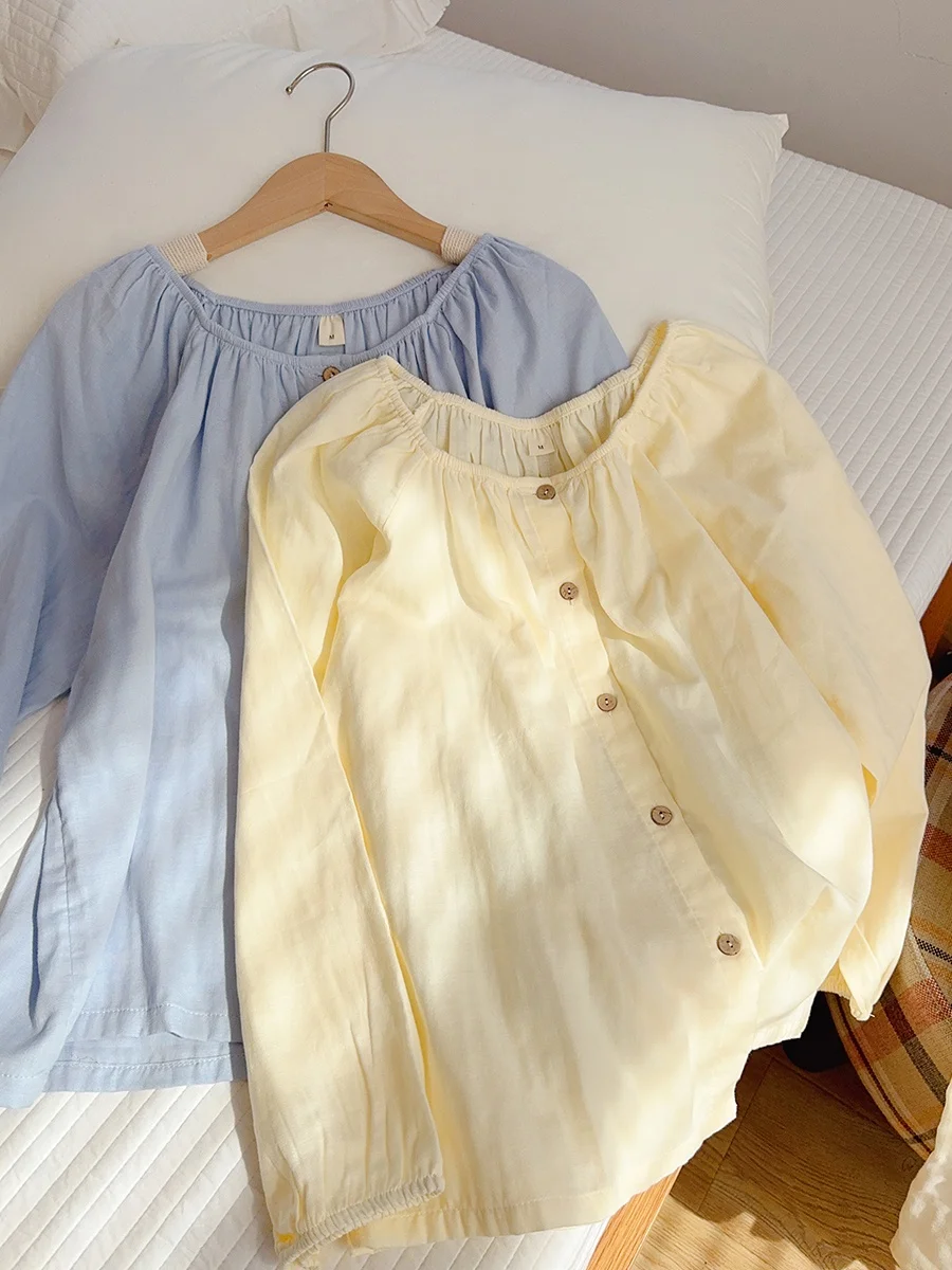 Korean Sle Breathable Long Sve Pure Cotton Double Layered Soft Cotton Pajamas Home Clothes Set Can Be Worn outside
Korean Sle Breathable Long Sve Pure Cotton Double Layered Soft Cotton Pajamas Home Clothes Set Can Be Worn outside