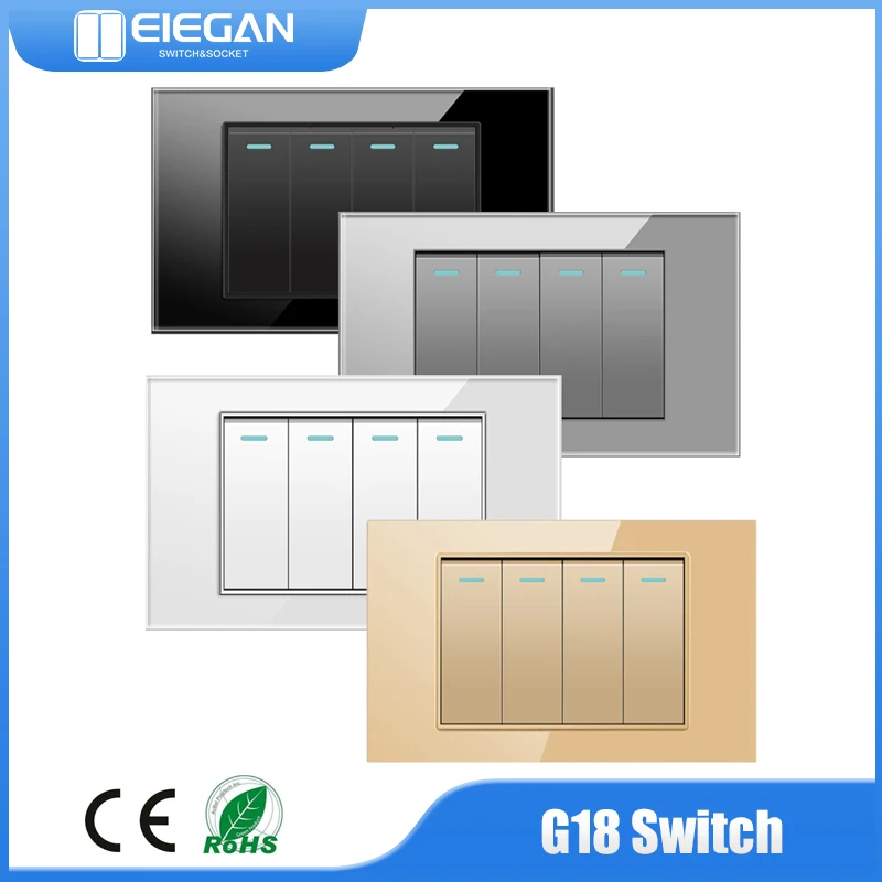 AU BR MX US Standard 1/2/3/4/5 Gang 2 Way Wall Light Switch Crystal Tempered Glass Panel Push Button Power Rocker Switch G18
AU BR MX US Standard 1/2/3/4/5 Gang 2 Way Wall Light Switch Crystal Tempered Glass Panel Push Button Power Rocker Switch G18