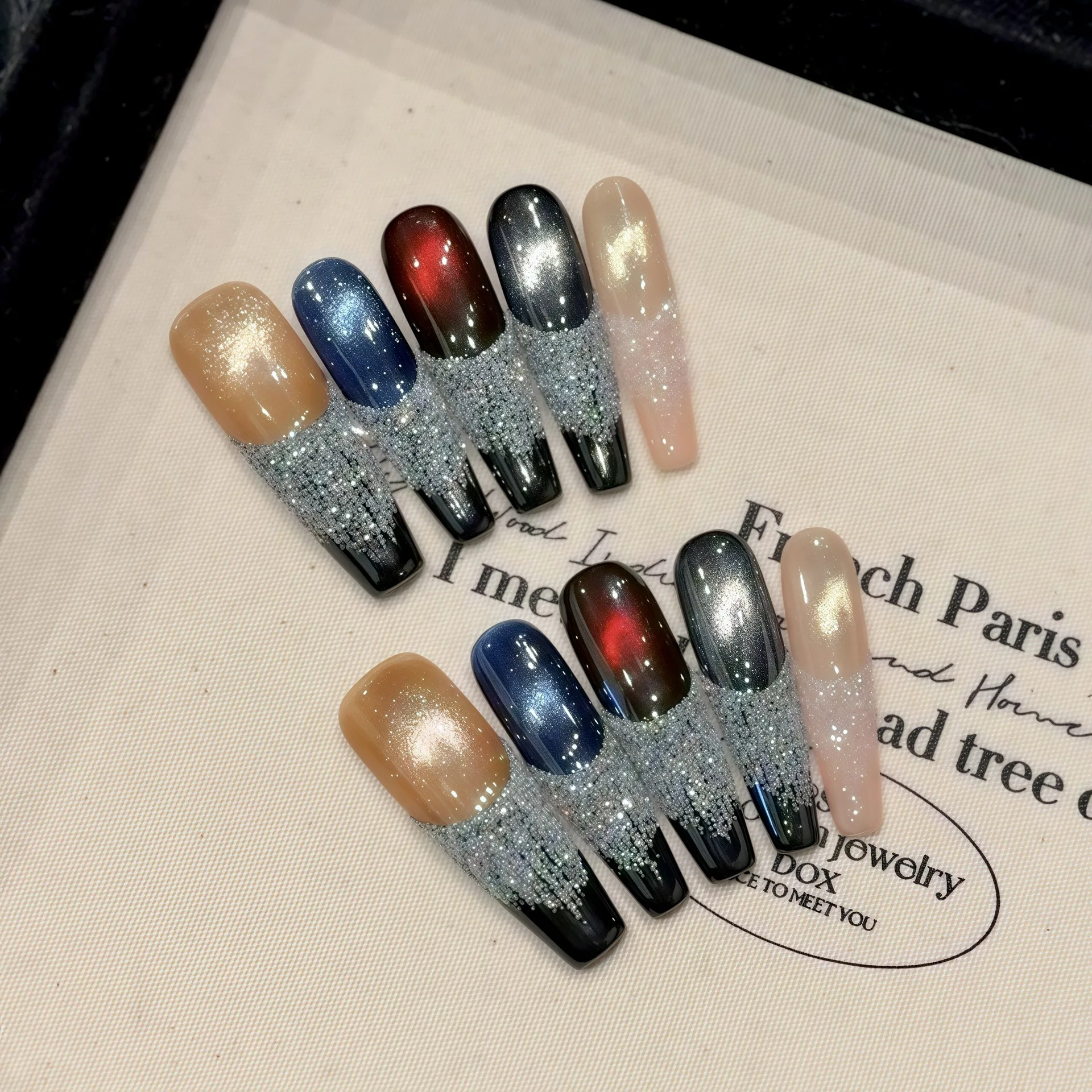 10pcs Starry Sky Cat's Eye False Nails Long Coffin French Style Sugar Fringe Designs Press On Nails Y2k Cool Handmade Fake Nail
10pcs Starry Sky Cat's Eye False Nails Long Coffin French Style Sugar Fringe Designs Press On Nails Y2k Cool Handmade Fake Nail