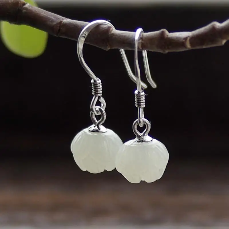 Hetian Jade Earrings for Women with Sterling Silver925Inlaid White Jade Lotus Flower Earrings Ear Thread Original Ethnic Style b
Hetian Jade Earrings for Women with Sterling Silver925Inlaid White Jade Lotus Flower Earrings Ear Thread Original Ethnic Style b